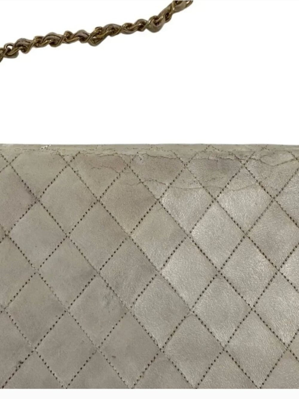 💯 Authentic Chanel Beige Quilted Shoulder Bag with Gold Chain w COA - Picture 11 of 16